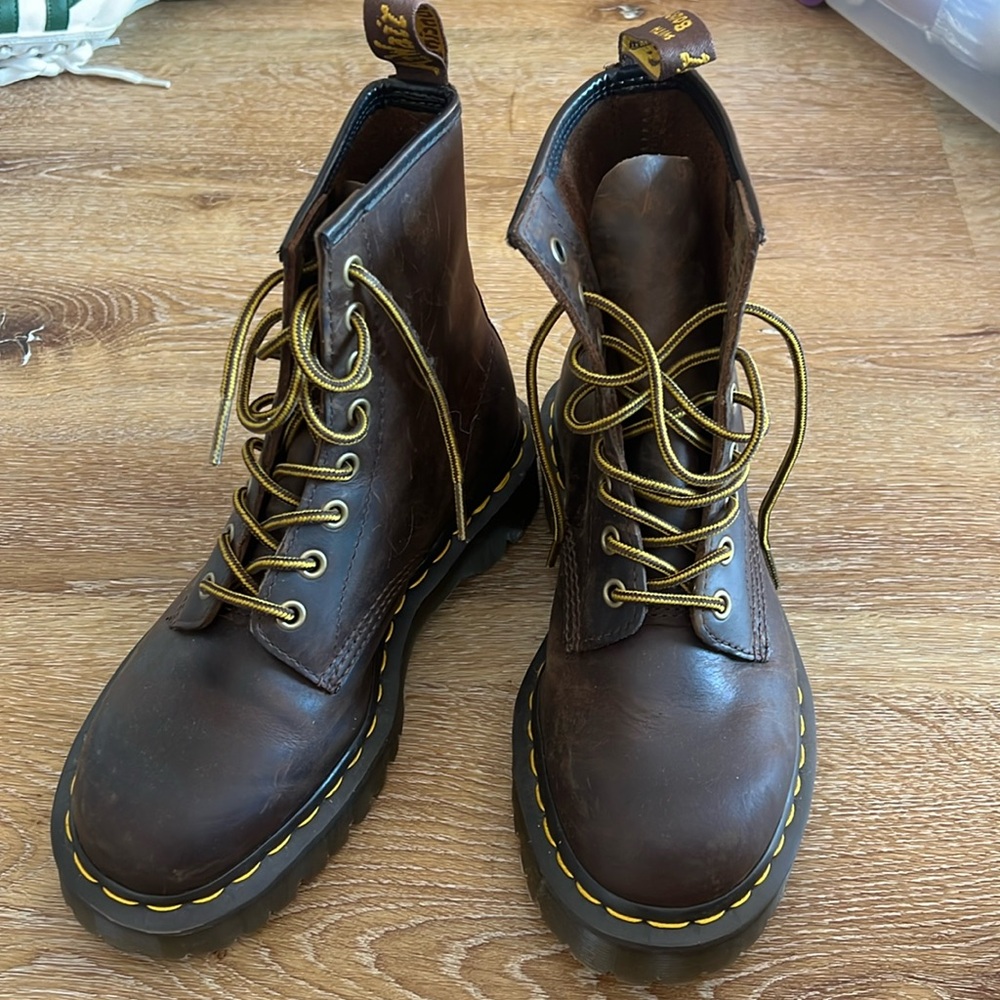Brown leather Dr Martens boots